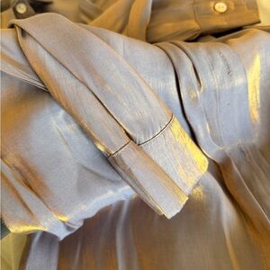 SHEIN Shimmery Taupe Satin Blouse